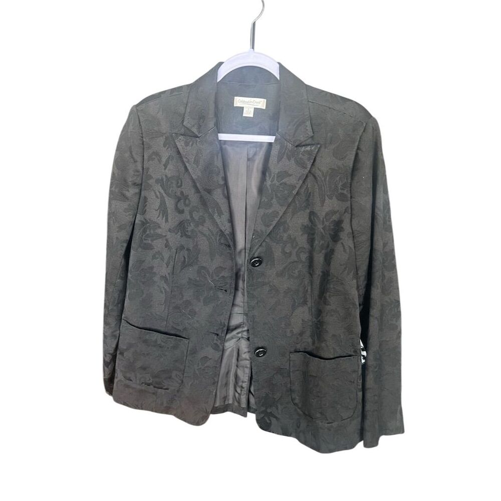 Coldwater Creek Women's Black Floral Blazer Size L Formal
